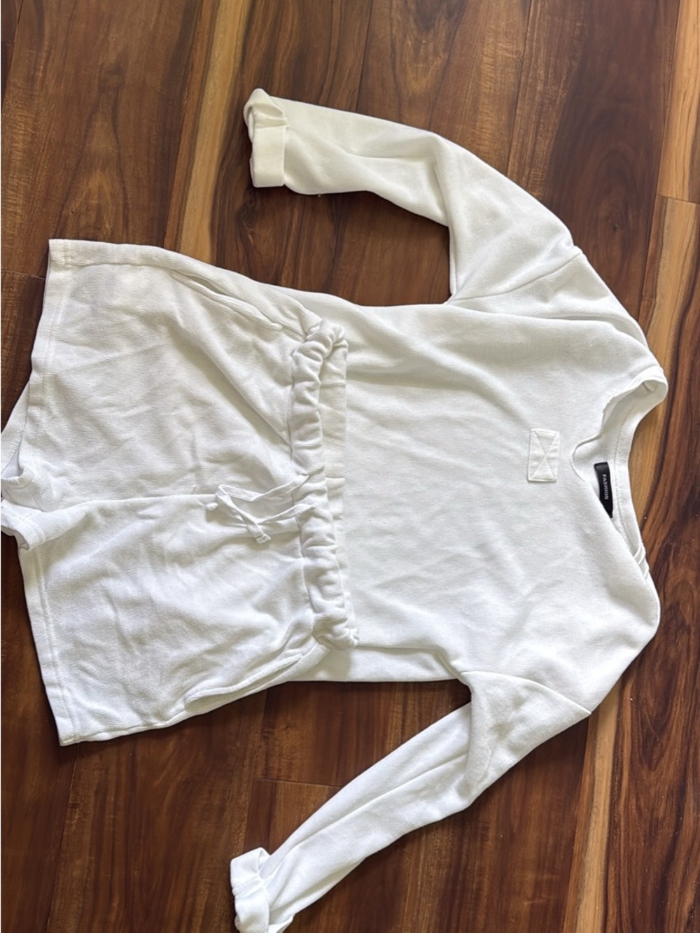 White Long Sleeve Drawstring Waist lounge set